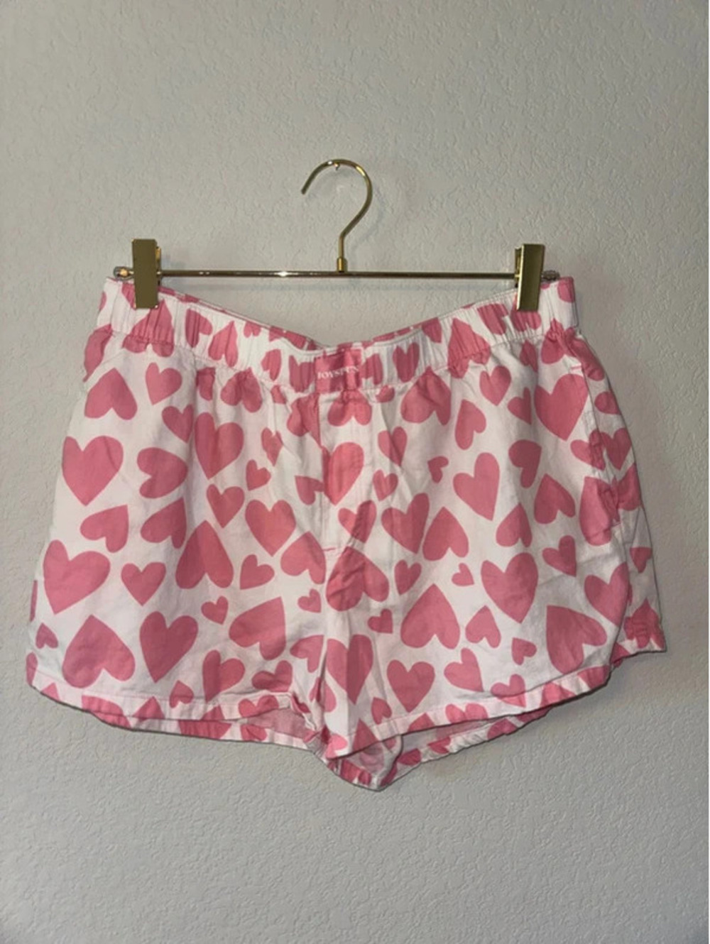 Joy spun pink and white heart shorts
